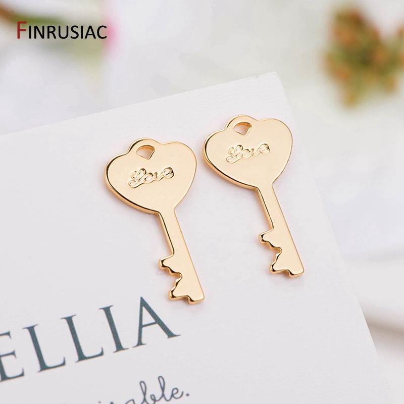 Neues Design Liebes Schlüssel Anhänger Für Schmuckherstellung, Hohe Qualität Messing Metall 14K Gold Beschichtet Charm Für Schmuckherstellung Zubehör