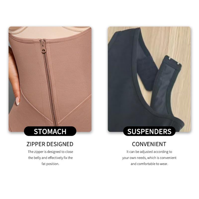Women Thin Zip Up Tummy Control Waist Shaping Hip Lifting Bodysuit Shapewear