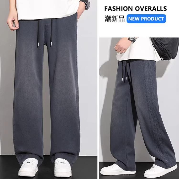 Spring and Summer New European and American Lyocell Gray Tencel Loose Straight Imitation Denim Casual Pants Men's Pants