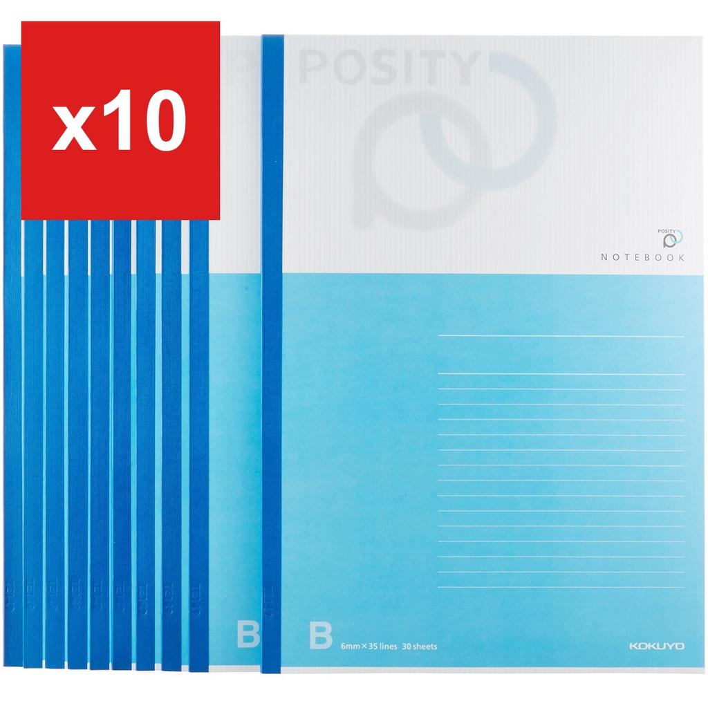 KOKUYO Posity Notebook, Semi-B5, B-Ruled, 30 Sheets, 10-Book Set, P3No-31BX10