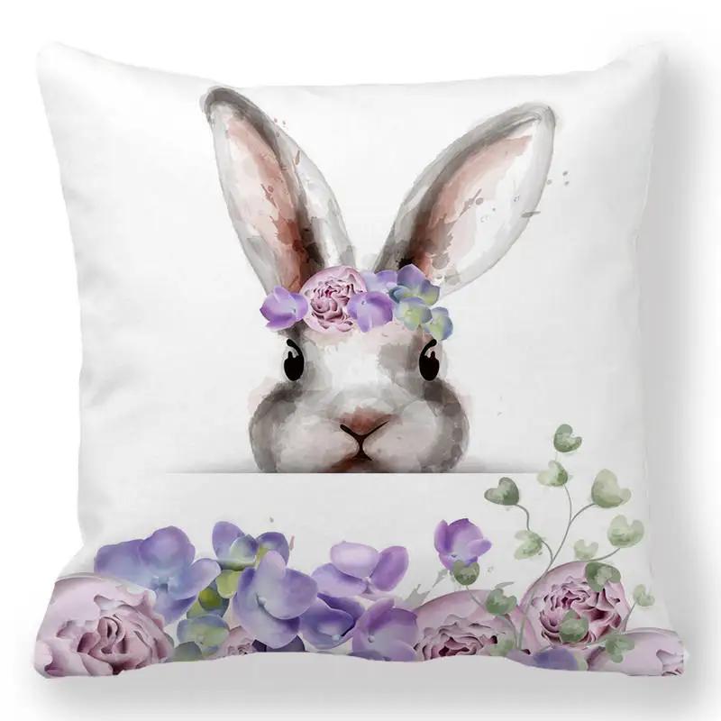 Velikonoční zajíček s potiskem povlak na polštářek jarní velikonoční vajíčko zajíc povlak na polštář domácí dekorace 40/45/50/60 cm