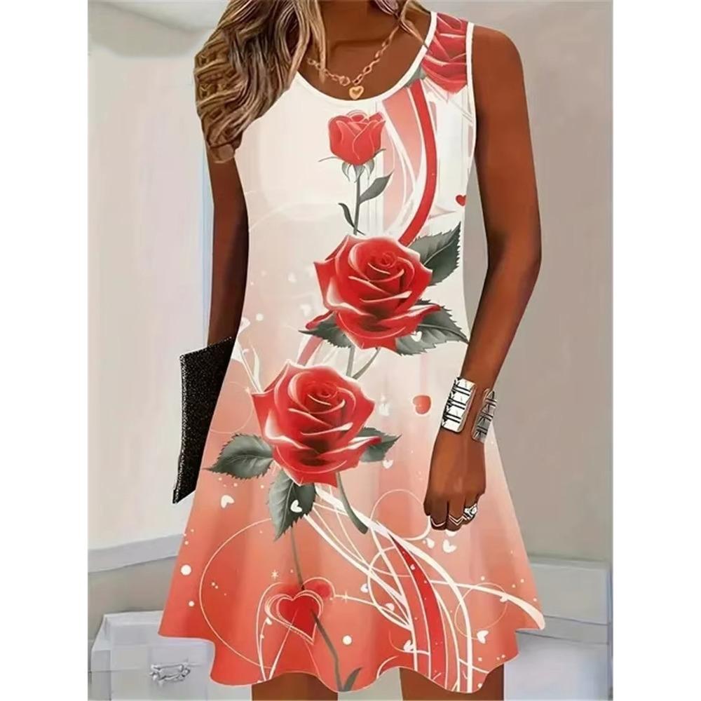 Robe Sans Manches Imprimé Trèfle à Quatre Feuilles Chanceux Noir avec Spirales Vertes Dorées Robe Femme Été Décontractée Surdimensionnée Vêtements Femme
