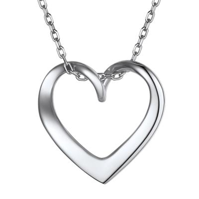 Open Heart Necklace for Silver Accessory [Suplight] Women, 925, Cute, Simple, Always-On