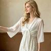 Women's White Ice Silk Sun Protection Shawl - Summer Lace-Up Gauze Top