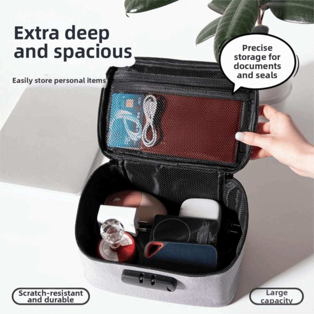 Oxford Fabric Password Lock Bag Waterproof Portable Travel Cards Organizer Large Capacity Zip Closure Combination Lock Container