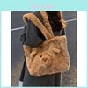 Japanese Cartoon Plush Bear Shoulder Bag With Storage For Daily Use