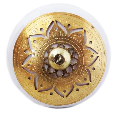 [A3123] - Golden White 'Boho' Ceramic Furniture Knob - 60x40 Mm