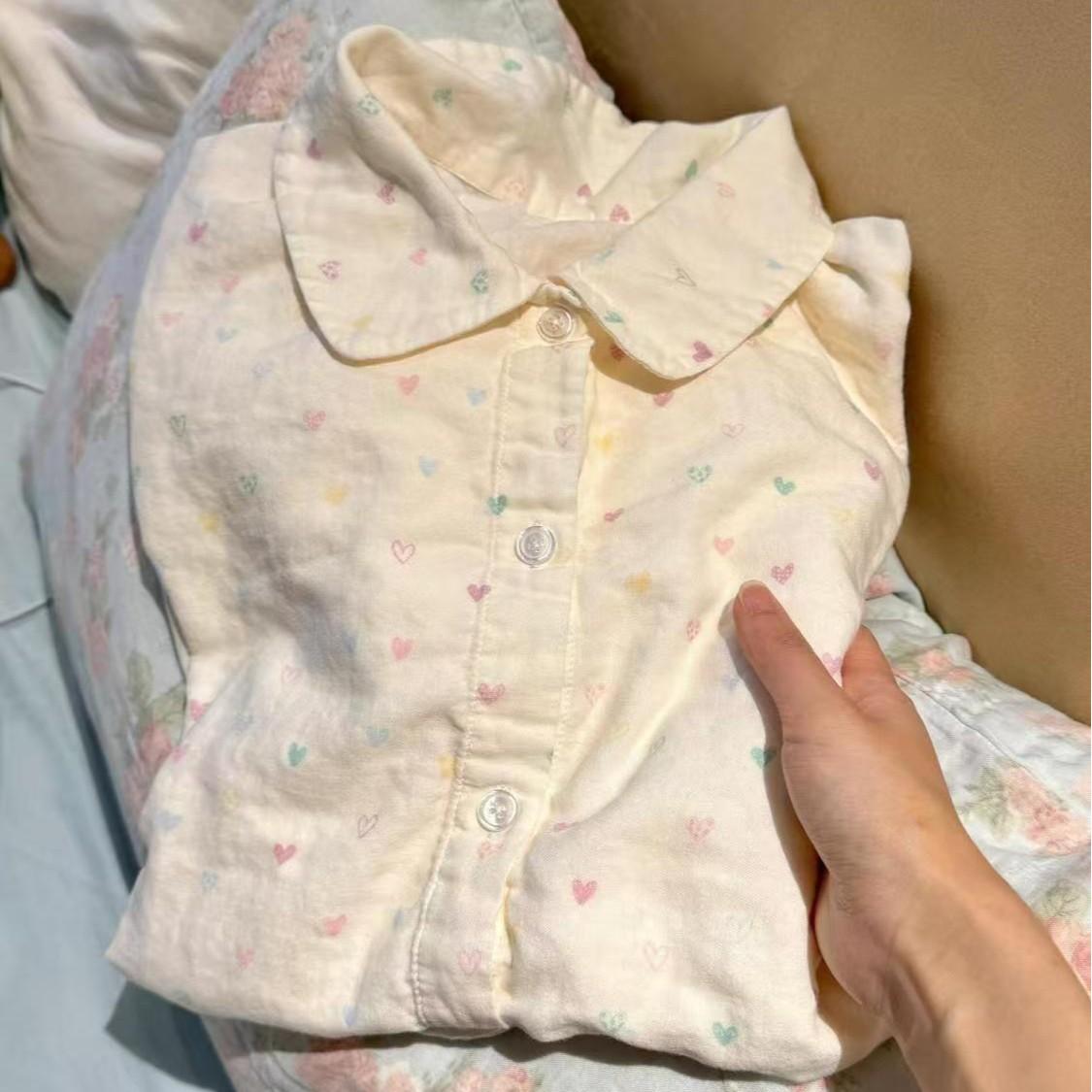 

Summer new girl pajamas women s sweet love suit summer short-sleeved shorts can go out loungewear two-piece set S
