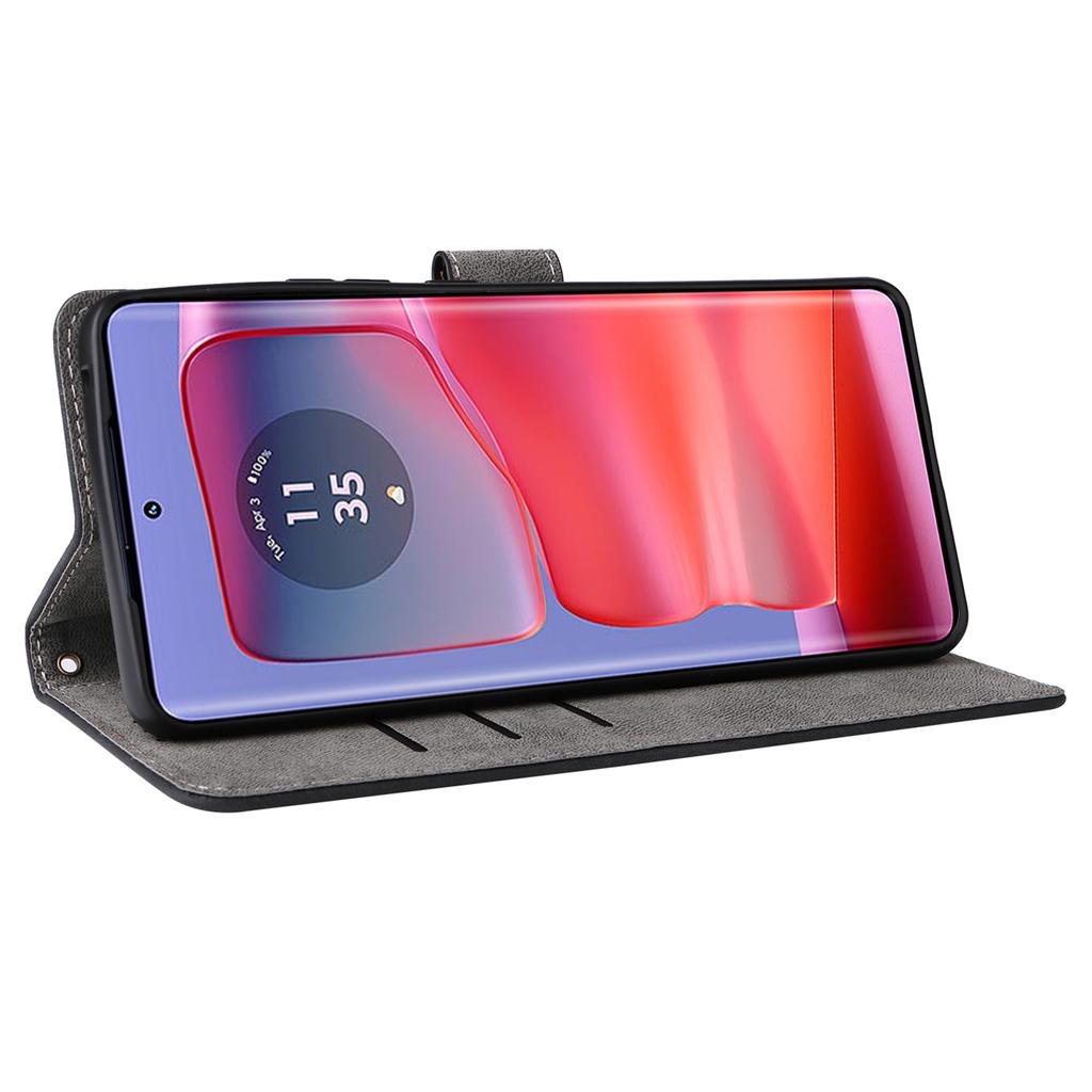 For Motorola Edge 50s Pro 5G/Edge 50 Pro 5G/Edge 50 5G Case RFID Blocking Leather Flip Magnetic Protect Phone Cover with Wrist Strap