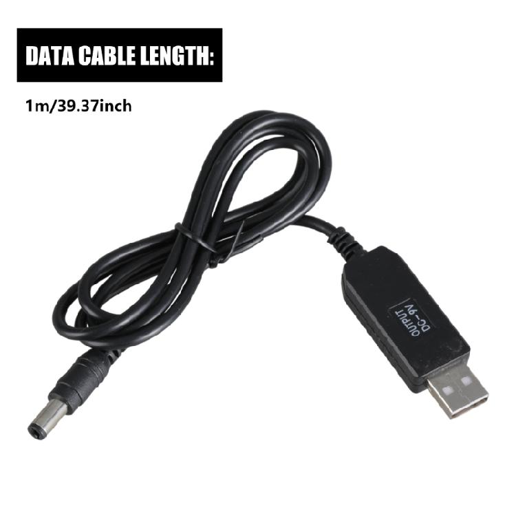 USB to DC5521 9V Step up Converters Cable for LED Bulb and Routers 5.5x2.1mm Male Plugs Power Supply USB Cable 100cm