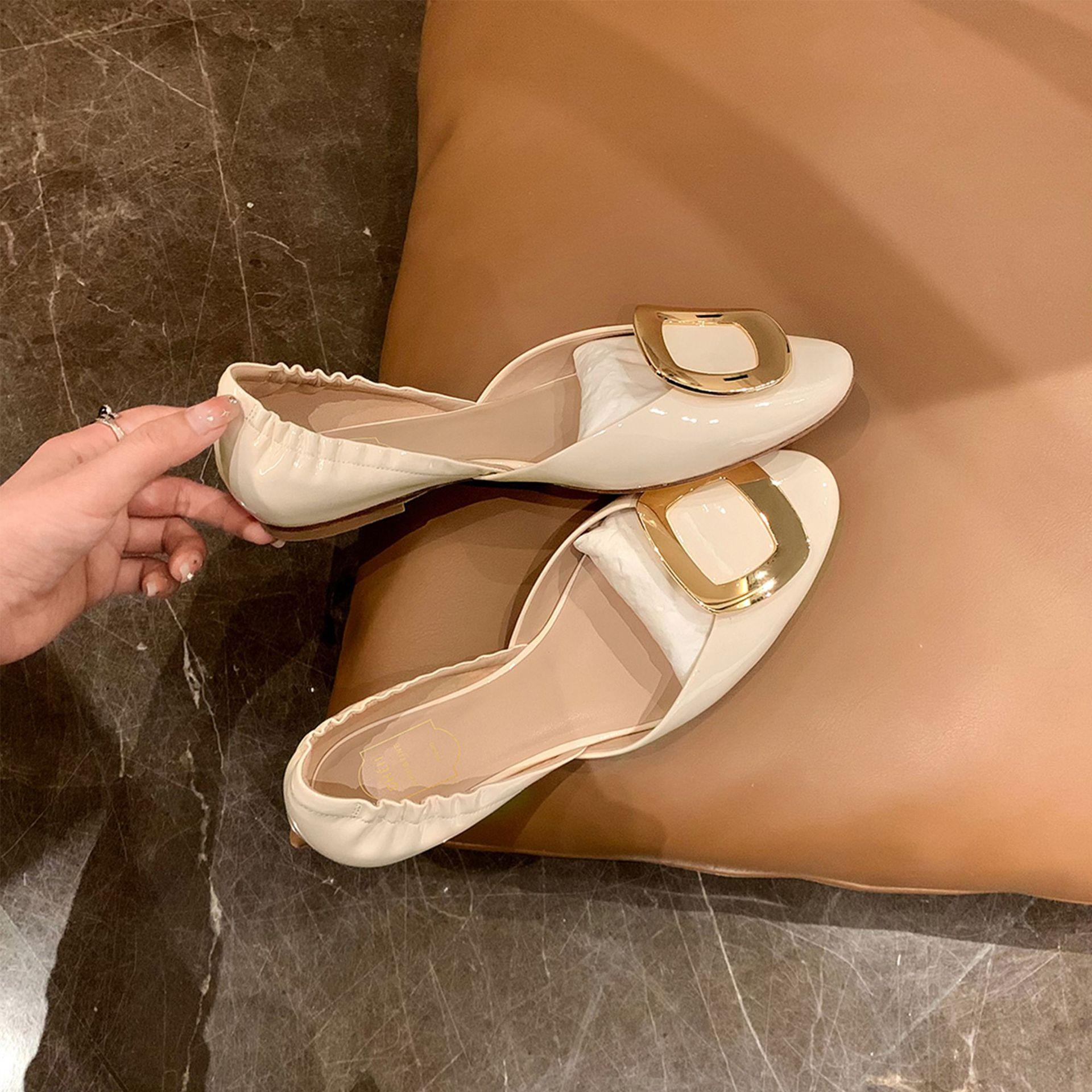 

Модная элегантная женская обувь Д Орсе, эластичный плиссированный верх, каблуки, балетки с острым носком, женские мокасины на мягкой подошве, сворачивающиеся 5 бежевый