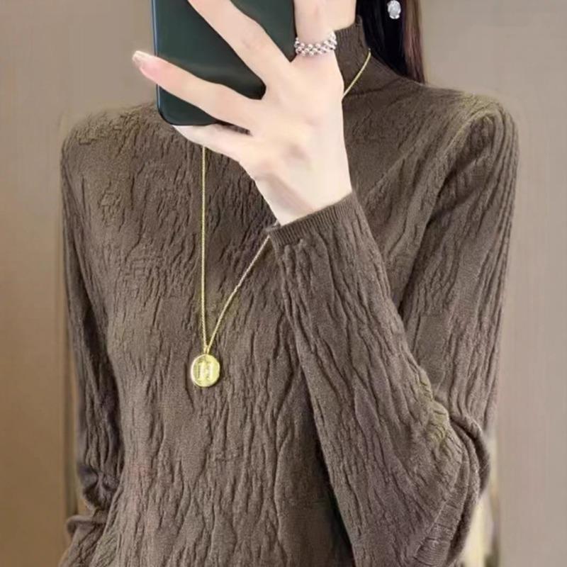 Semi-turtleneck bottoming shirt women's spring inner sweater autumn new high-end top slim-fit knitted sweater