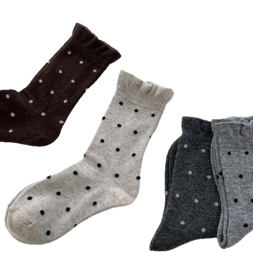 Polka Dot Korean Mid-Calf Lambswool Socks - Autumn/Winter Women's Chunky Warm Style