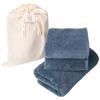 Towel Laboratory Gift Set of 3 Bath Towel 2 Face Smoky JapanTechnology [Volume Rich] #003 (1 + Towels), Blue, Hotel-Grade, Thick, Fluffy,