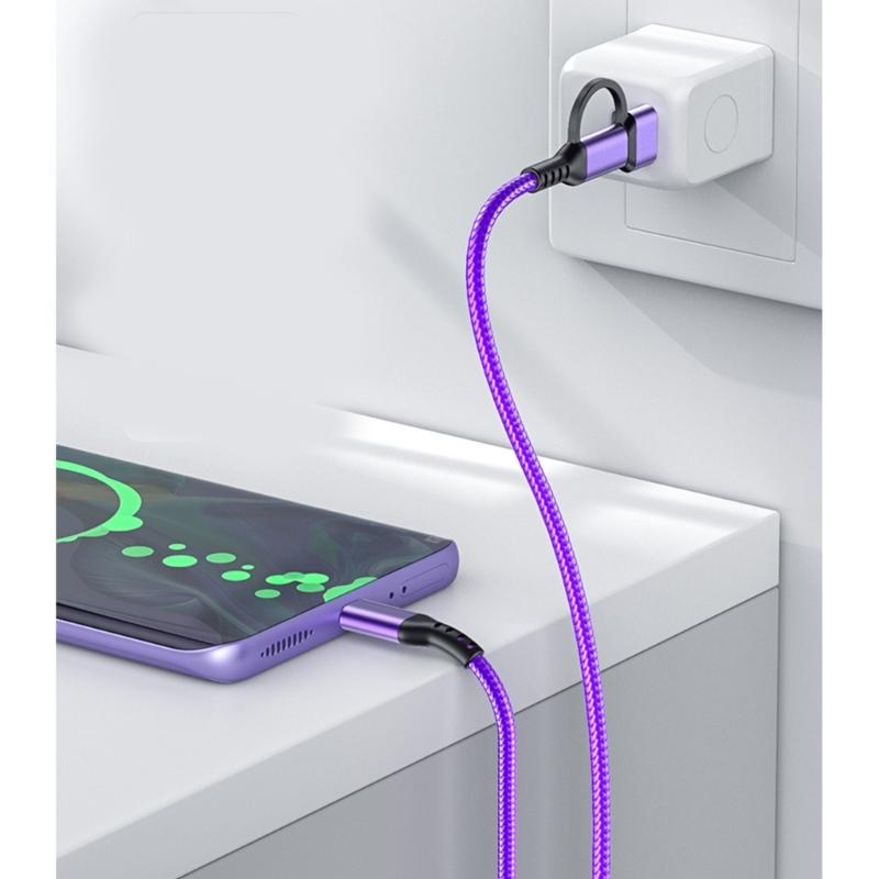 60W Fast Charge USB C Cable for Phones Nylon Braided Charging Cord Data Wire Line with Wide Compatibility 1m