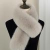 Soft Plush Faux Fur Scarf Fake Fox Hair Fur Neck Warmer Fashion Cross Scarf  Women