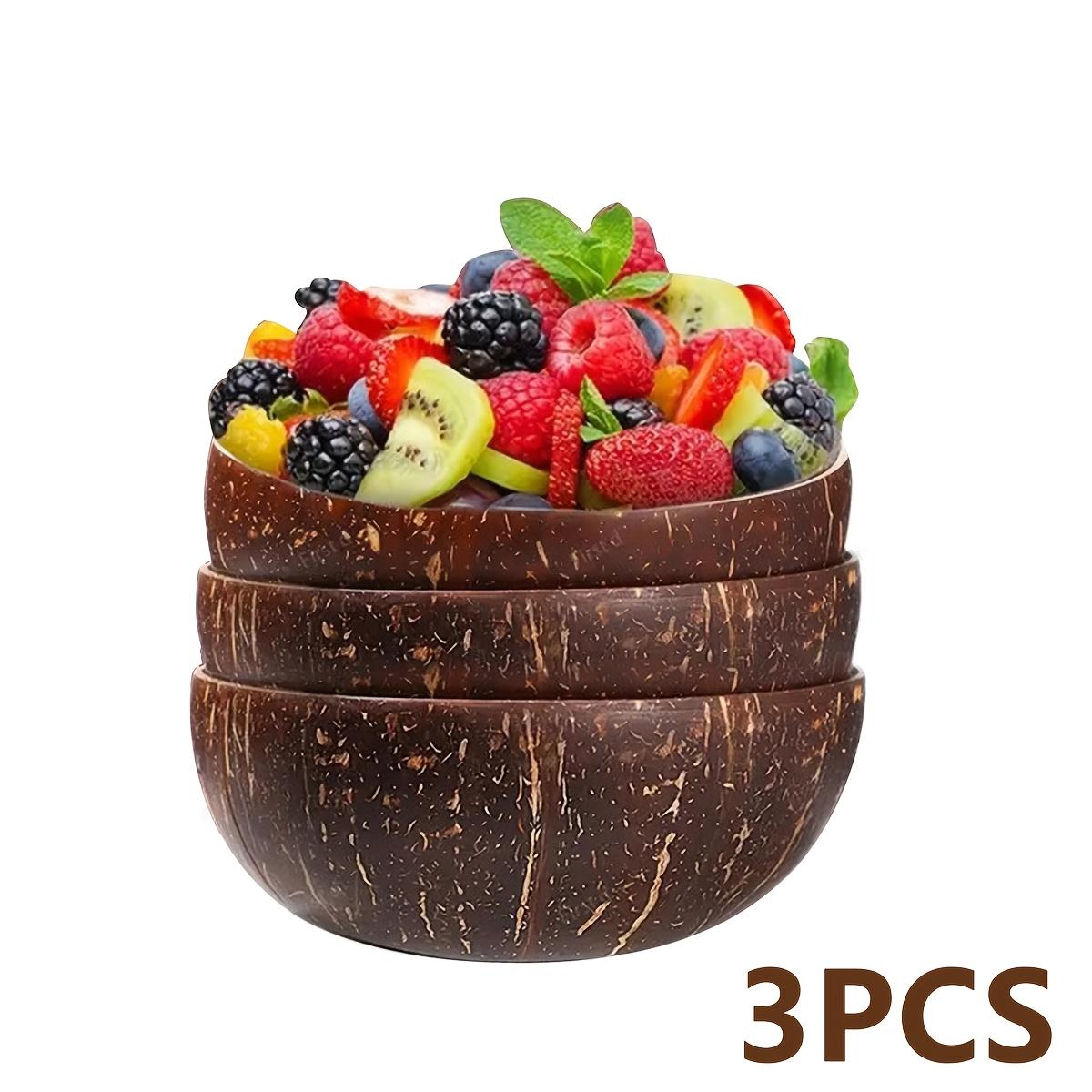 Polished Natural Coconut Shell Bowls, Salad Fruit Yogurt Serving Bowl, Rustic Kitchen Decor Vegan Gift(3/10Pcs) 3pcs