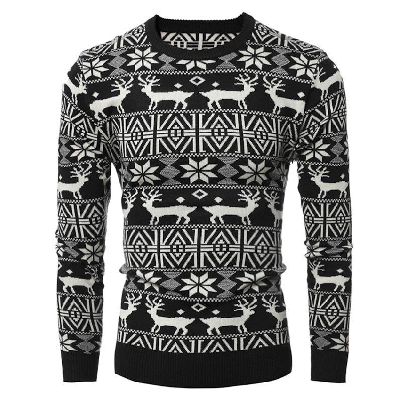 Christmas Xmas Mens Sweater Retro Vintage Jumper Snowflake Knitted Tops Knitwear