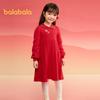 Balabala Girls' New Chinese Style Pleated Knit Dress