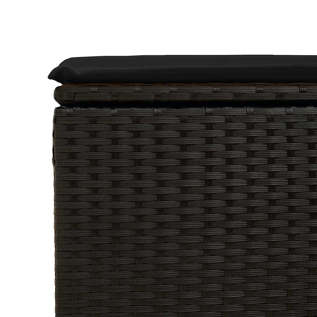 Vidaxl Gartenhocker mit Kissen, Schwarz, 55x55x37 cm, Polyrattan