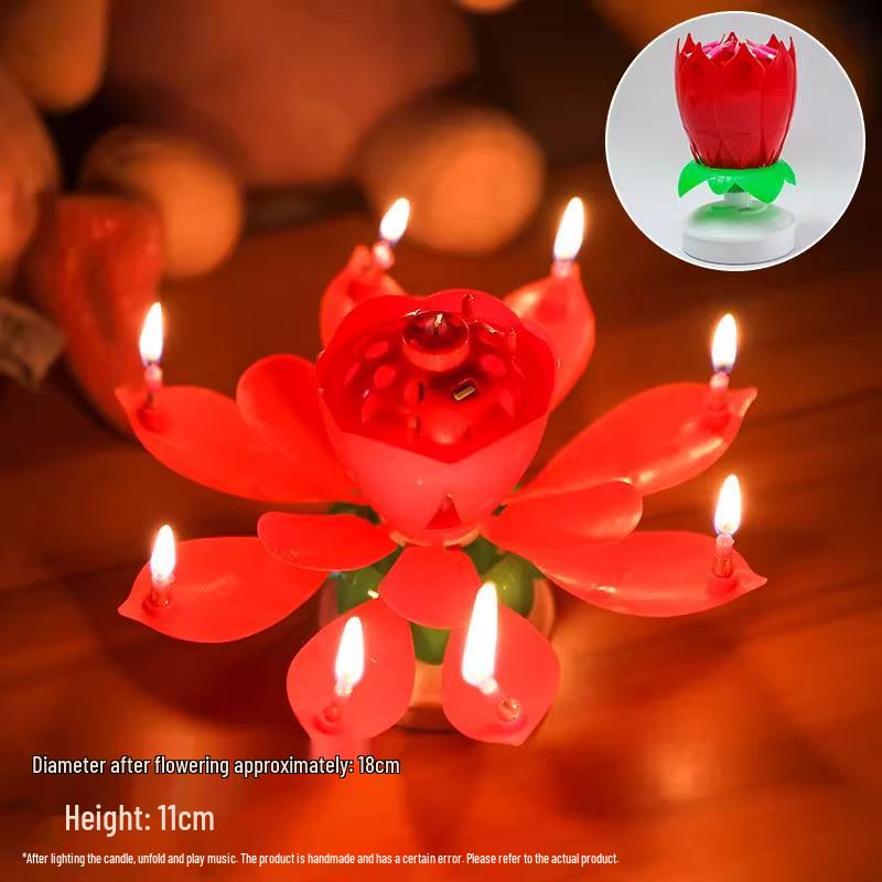 Lotus Rotating Music Birthday Candle for Cake