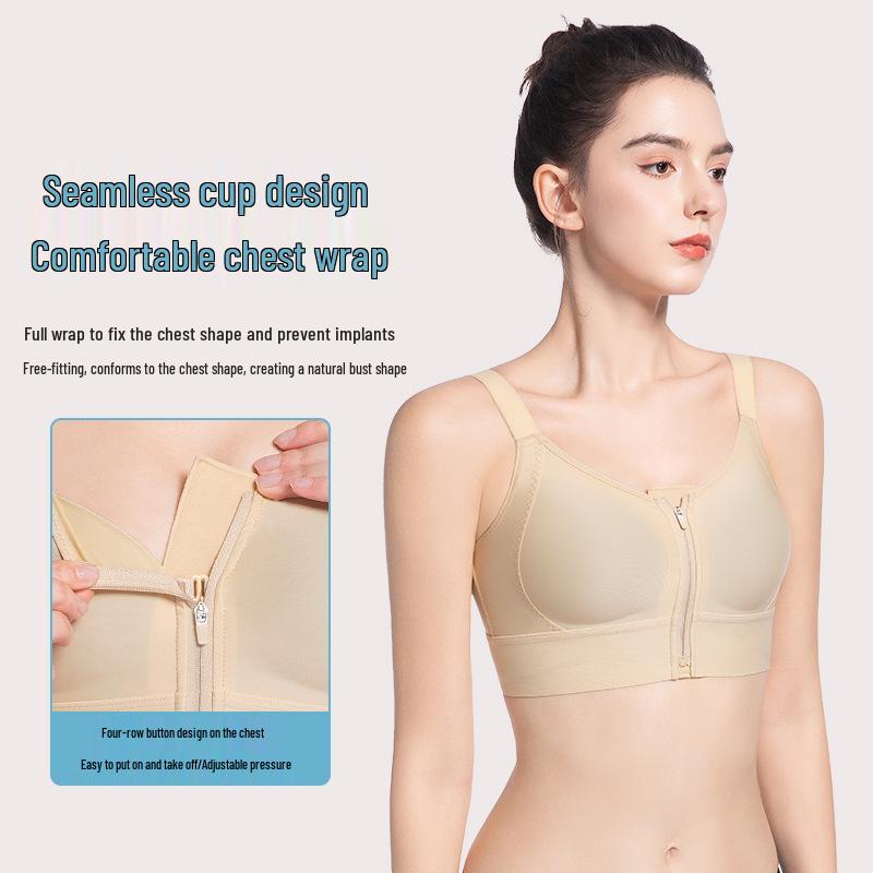 Sport-BH mit Frontreißverschluss und Seitenstütze zur Kompression nach Mastektomie und bei Implantaten
