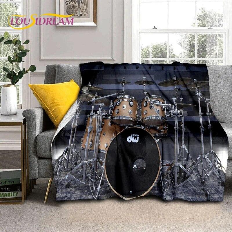 Drum Kit Music Instruments Drum Set Blanket,Soft Throw Blanket for Home Bedroom Bed Sofa Picnic Travel Office Cover Blanket Kid