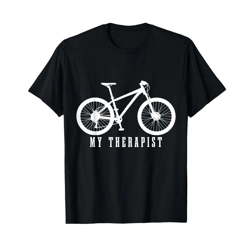 Mountain Bike My Therapist Funny Mtb Biker Bicycle Cycling T Shirt Vintage Breathable Soft Stretched Designer Clothes