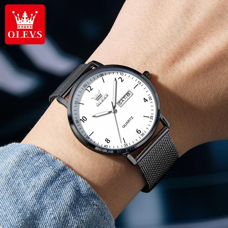 Oulishi Men's Quartz Mesh Strap Watch - Slim & Simple Design