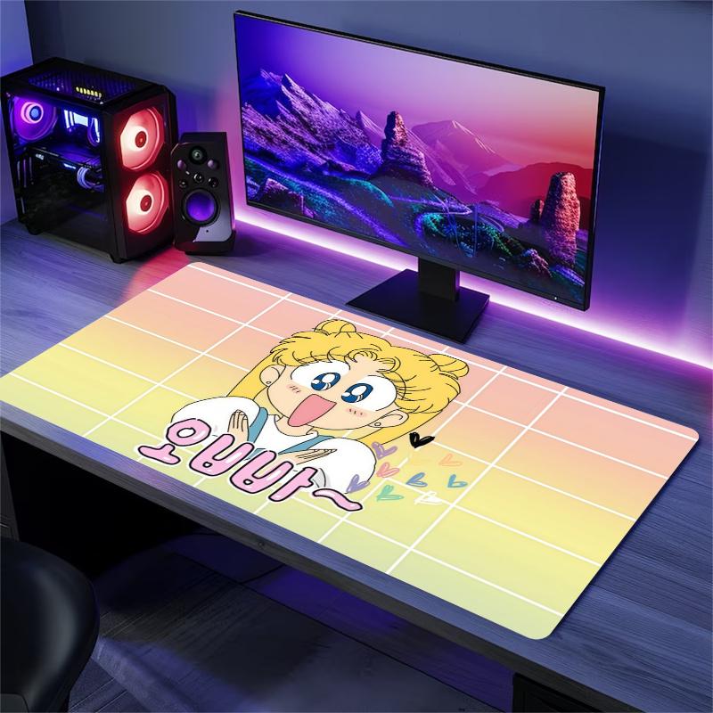Cuscino con Stampa Sailor Moon Antiscivolo Tappetino Grande Mousepad per Laptop/Tablet XXL Tappetino per Mini PC con Bordo Bloccato