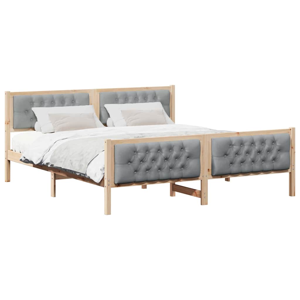Bed Frame Light Grey 160 X 200 Cm Solid Pine Wood
