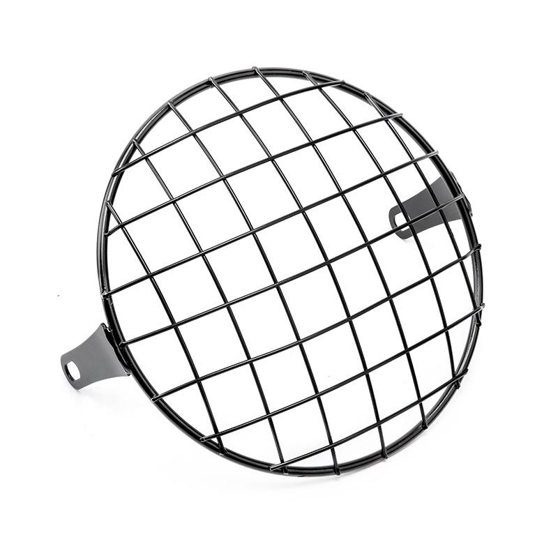 For Universal Harley Triumph Honda HeadLamp Mesh Grille Lampshade Metal Retro Motorcycle Headlight Protector Cover Fit