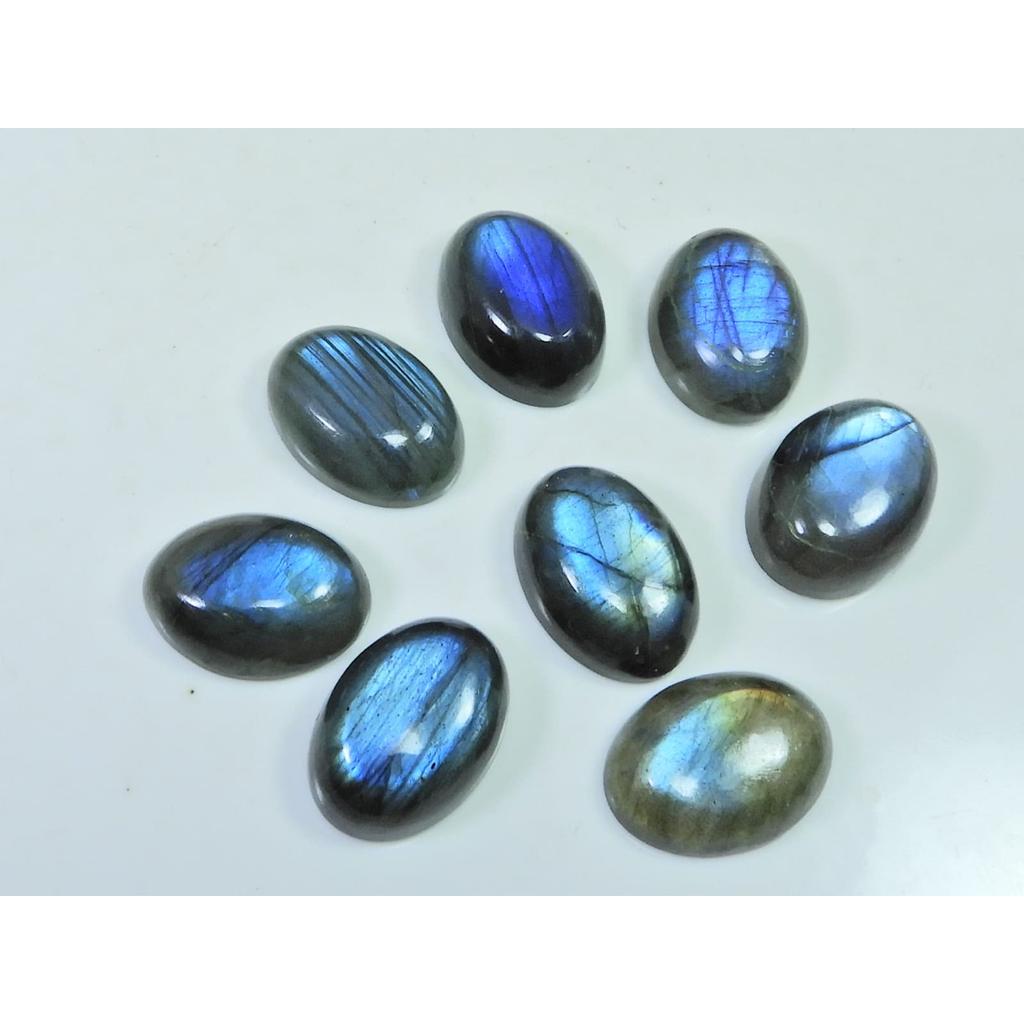 13X18MM Natural Labradorite Blue Fire Oval Cabochon Loose Gemstone 08Pcs Lot C-1076