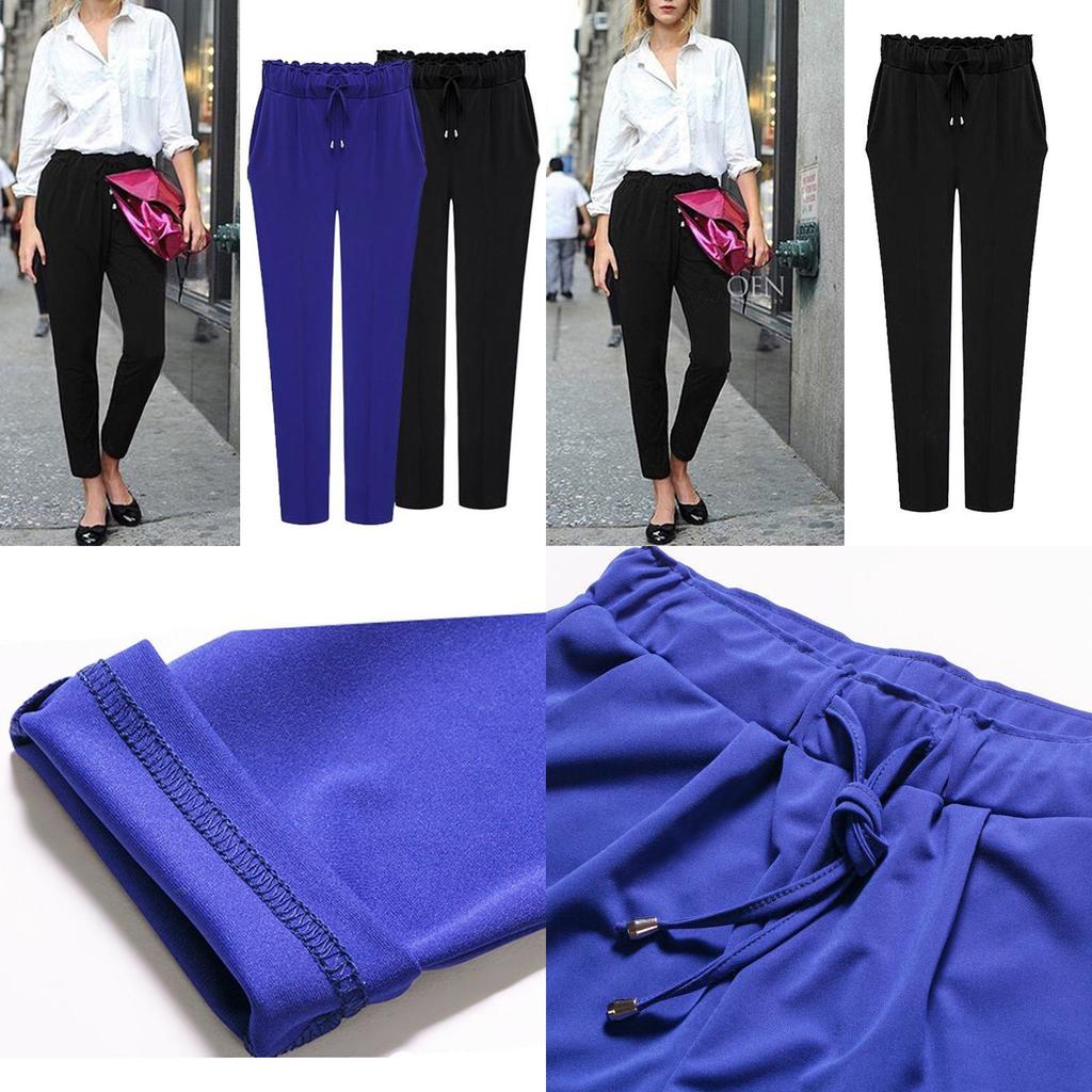 Comfortable Women Harem Pants Long Trousers With Drawstring And Breathable Fabric