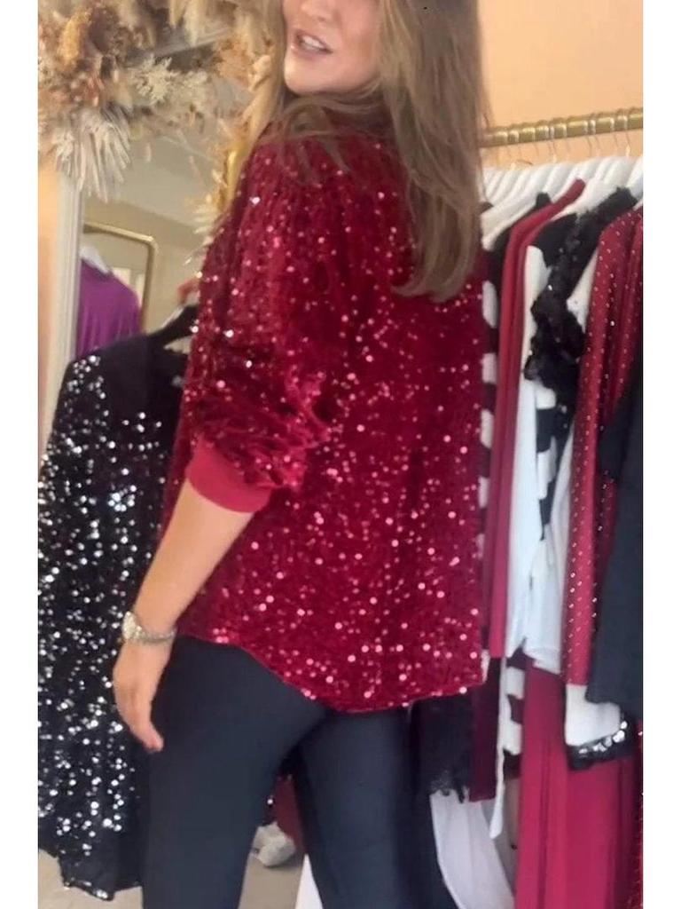 2024 Autumn/Winter Fashion Loose Long Sleeve Sequin Shirt
