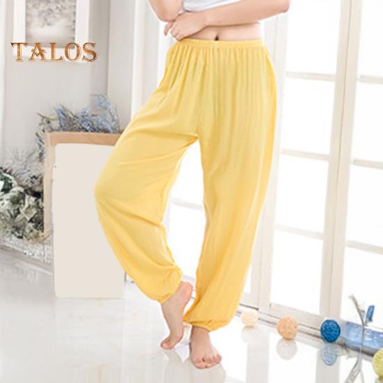Unisex Bloomers Mid-rise Elastic Waist Casual Loose Leg Pants Solid Color Sporty Style Lightweight Trousers Versatile Wear