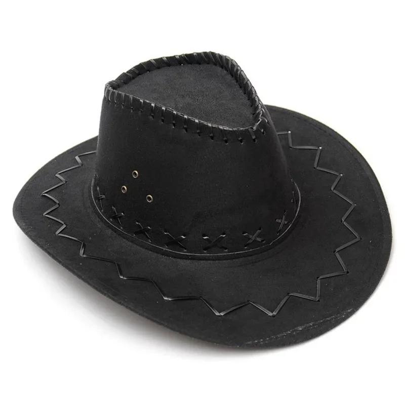 Western Cowboy Style Sun Hats Cowgirls Artificial Suede Wide Brim Leisure Woman Accessories Hats Head Decoration Handsome Hats