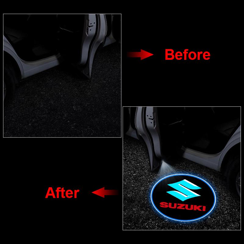 1/2pcs LED Car Door Courtesy Light Projector Welcome Lamp Car Badge For Suzuki Jimny Samurai Vitara Swift Baleno SX4 Ignis Alto Splash Swace