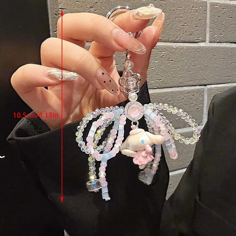 Sanrio Cute Cartoon Character Series Cute Bead Chain Small Bow Keychain Bag Pendant