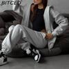 BITCED Casual American-style Autumn/winter Cardigan Set Sporty Streetwear-inspired Long-sleeved Women's Jacket and Trousers Two-piece