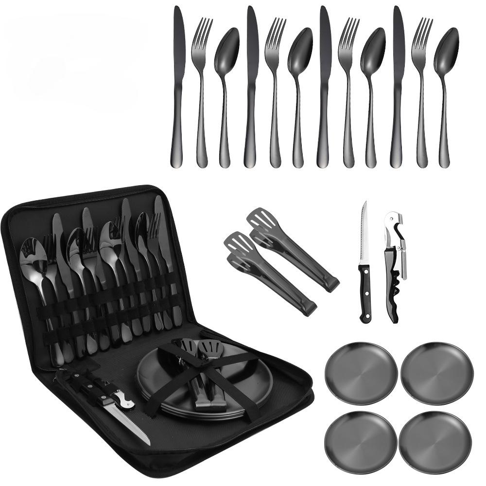 10in1 or 20in1 Two Options Stainless Steel Outdoor Tableware Set, Camping Picnic Knife, Fork, Spoon