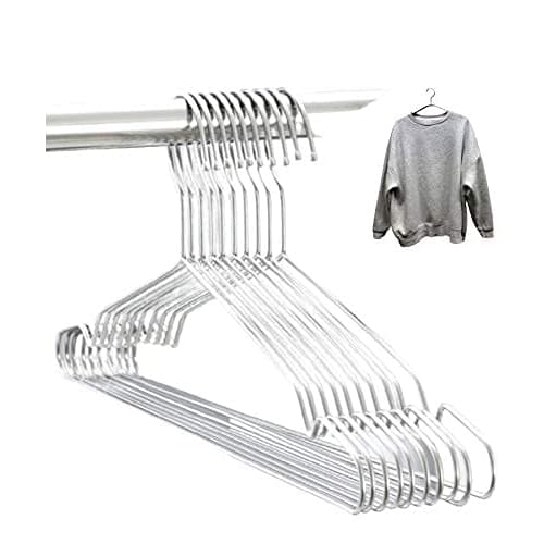 Large 50cm Wide Stainless Steel Hangers for Laundry, XL, XXL, and 3XL Coats, Indoor Drying, Large Pants, and Large Clothing (Set of 20)