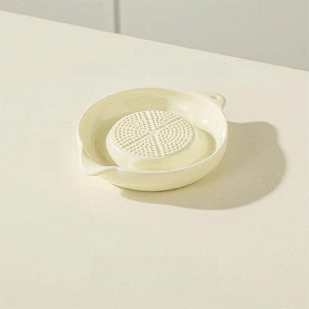 Manual Garlic Shredding Plate Round Porcelain Carrot Grinding Dish Ginger Garlic Paste