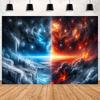 Ice and Fire Fusion Theme Backdrop Shocking Water Fire Elements Party Decoration Background Photography Studio Supplies Banner