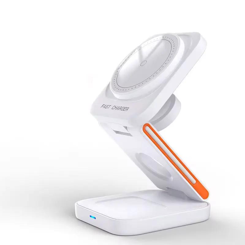 30W 3 in 1 Foldable Charging Station Fast Magnetic Wireless Charger Stand for iPhone 15 14 13 12 Apple Watch 8 7 6 Airpods Pro
