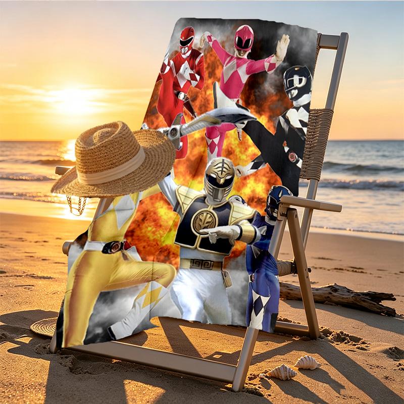 Mighty Morphin Power Rangers Print Beach Towel Design, Soft, Lightweight. for Home Bathroom, Spa, Pool, Yoga, Surfing, Camping, Gift for Family, Frien