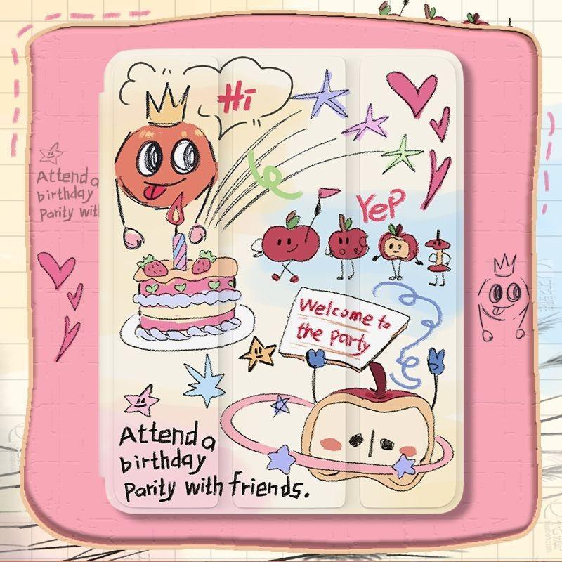 Hochwertige kreative Apple Doodle Muster iPad Smart Case für iPad Air6 11 13 Air4 Air5 10.9 2021 9. 8. 7. 10.2 mit Bleistifthalter