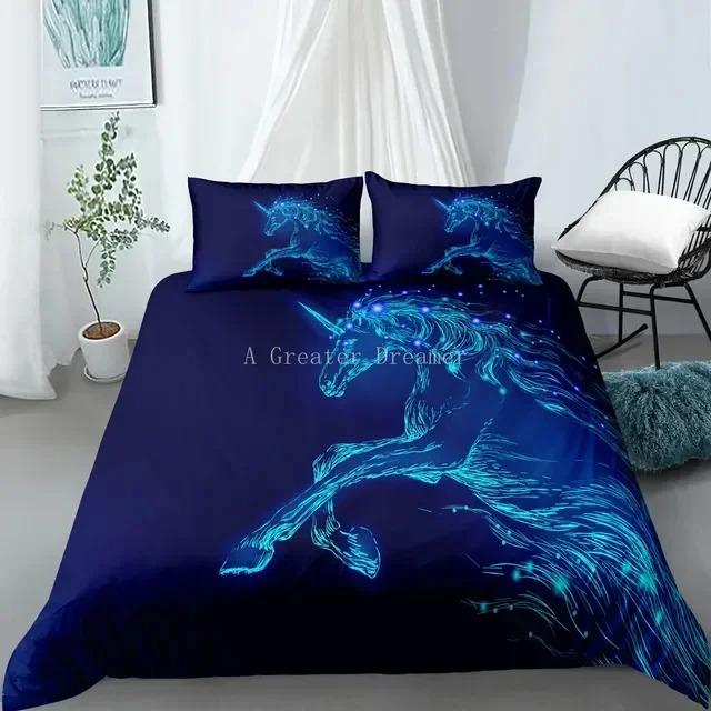 Horses Printed Bedding Set Twin Full Queen King Duvet Cover Comforter Cover Set Soft Quilt Pillowcase Animals Bed Linen For Gift