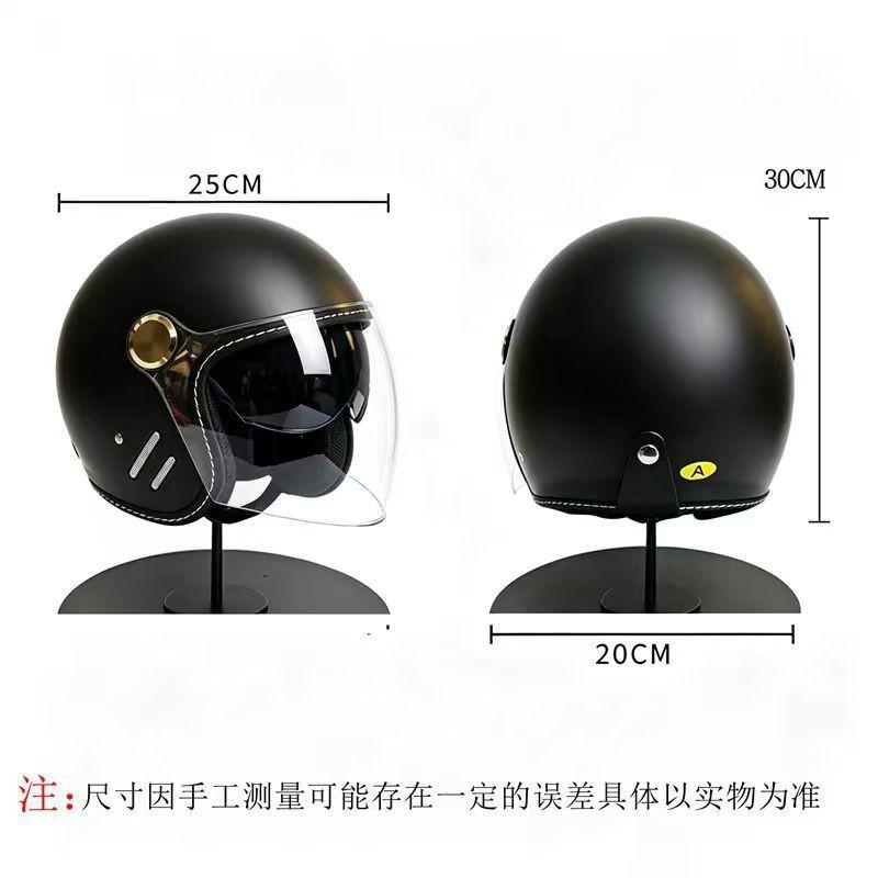 Vintage-Style Dual-Lens 3/4 Motorcycle Helmet Scooter Riders Adult Unisex Lightweight ABS Safety Headgear