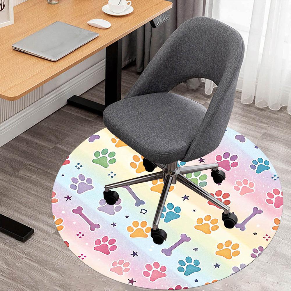 

1pc Paw Prints Bone Round Chair mat Area Rug - Non-Slip, Floor Mat for Office, Bedroom, and Indoor Decor -1002198 80cm by 80cm